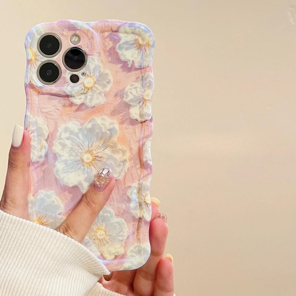 Luxury Laser Flowers Glitter iPhone Case For iPhone 11 12 13 15 16 Pro Max 14 Plus Fashion Soft Silicone Shockproof Bumper Cover