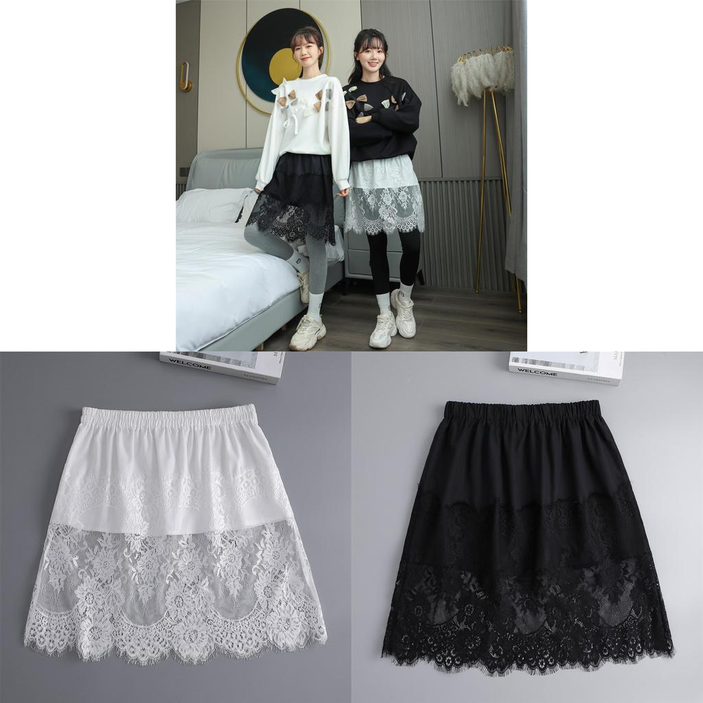 Schwarzer, sommerlicher Chiffon-Midirock mit Zierelementen – ideal für Freizeit und Büro