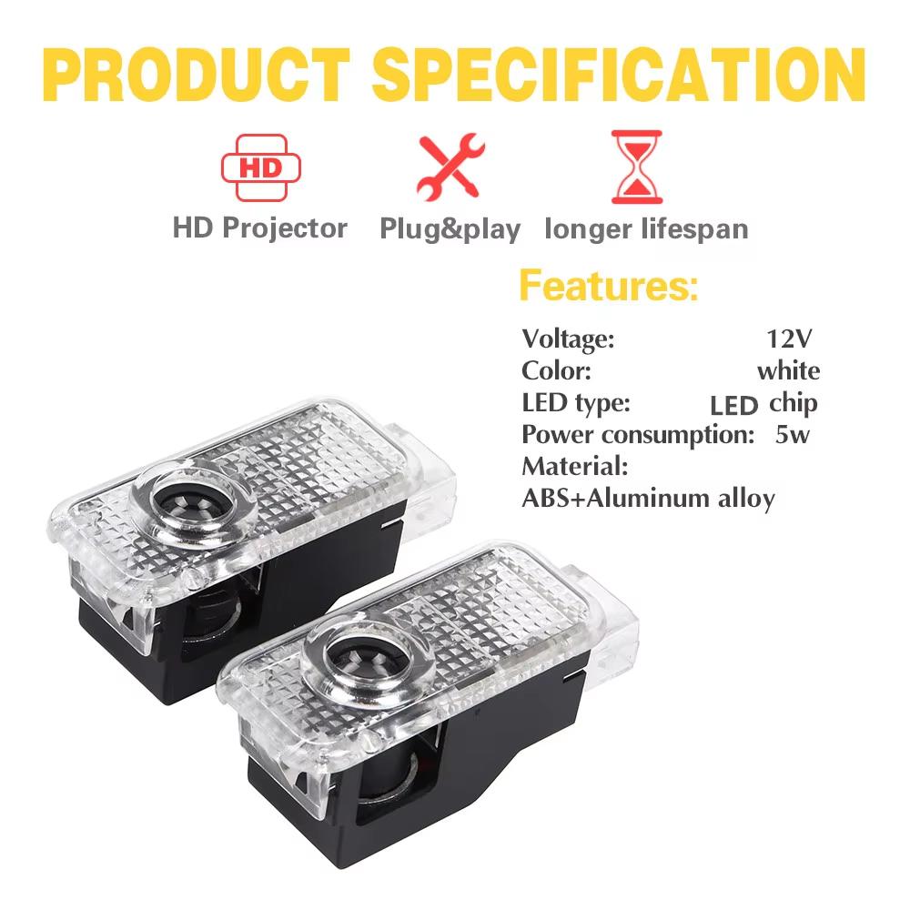 LED Car Door Welcome Projector Lights HD Laser Ghost Shadow Logo Lamp Accessories For BMW E90 G80 M3 G30 M5 F82 F83 F20 F21 G42 AE2