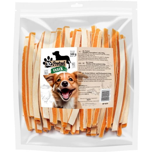 Przysmak, Przekąska Dla Psa Kanapka Z Kurczakiem I Rybą Mr.pretzel 500G