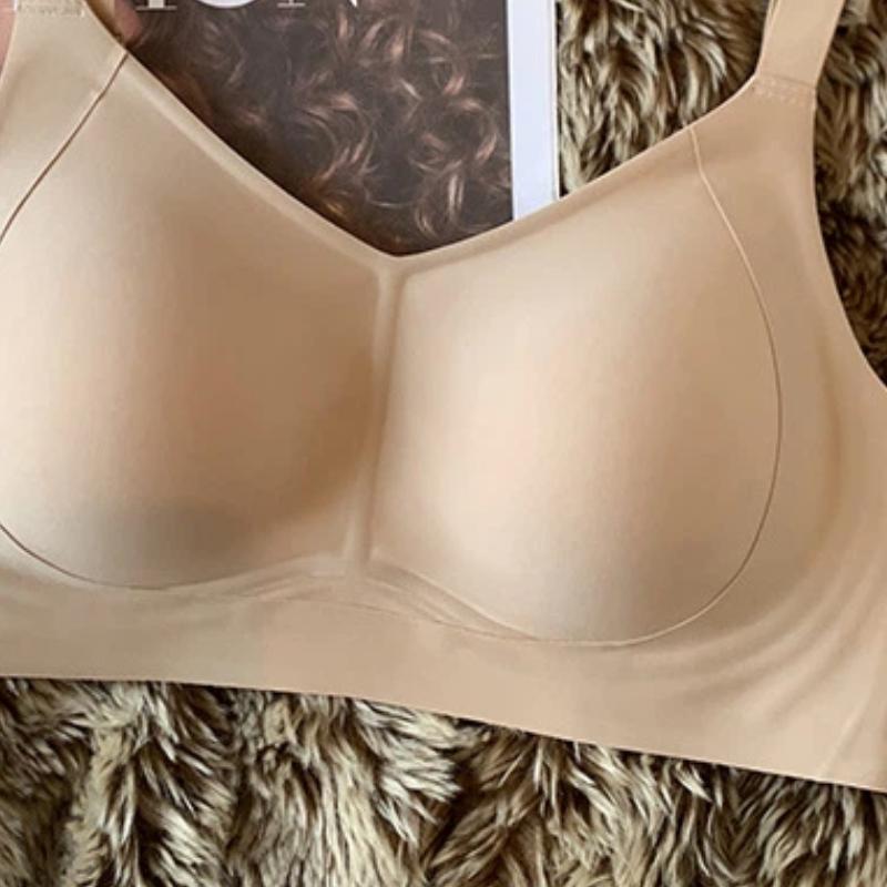 Nude Seamless Wireless Bra with Supportive Wide Straps