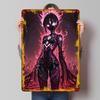 Eerie Anime Girl In Fiery Landscape Printed Poster Customized Wall Art Retro Vintage Metal Tin Signs for Living Room Decoration
