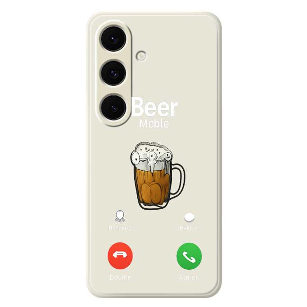 For Samsung Galaxy S24 FE Case Beer Pattern Printing Straight Edge TPU Phone Back Cover