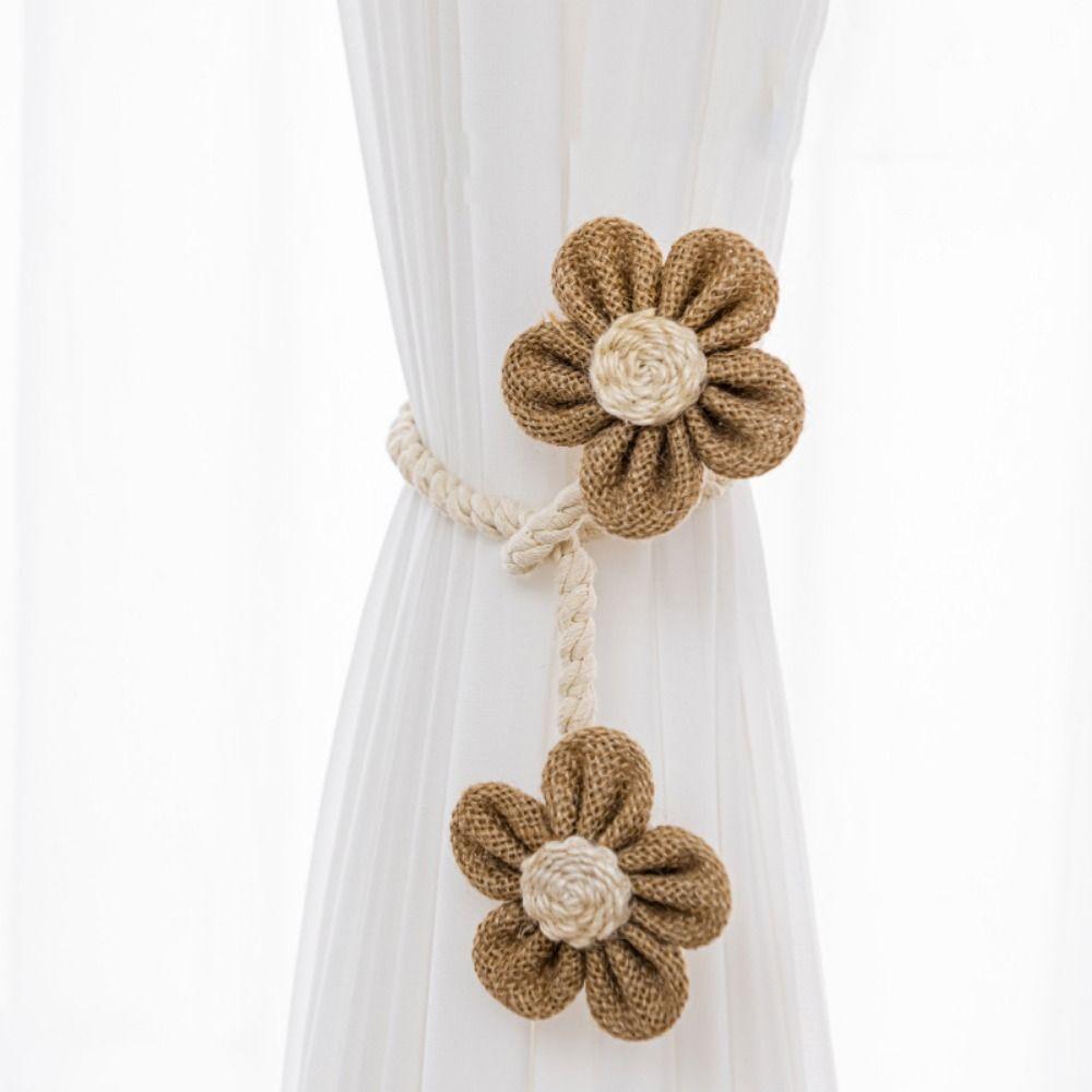 Handmade Flower Curtain Ties Easy to Use Curtain Strap Cartoon Curtain Tieback Window Curtains
