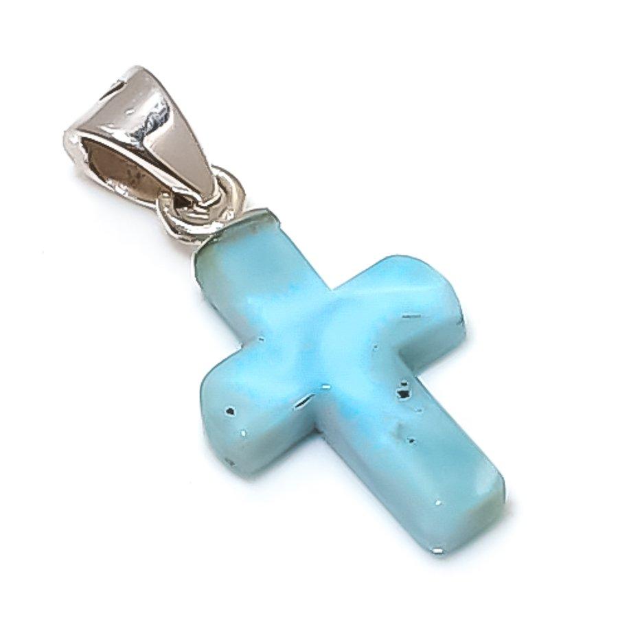 

Natural Larimar Gemstone Handmade 925 Sterling Silver Jewelry Pendant 1.18 R4G20