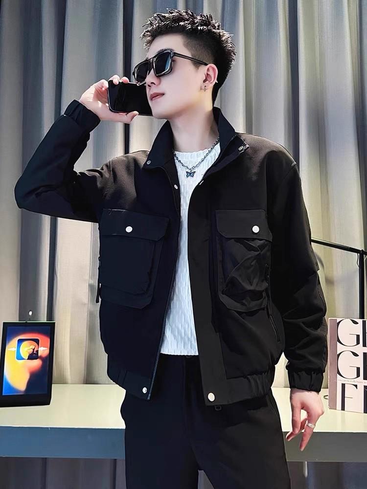 Men's Trendy American Style Stand-Up Collar Jacket, Spring/Fall 2025 Casual Workwear Top
