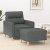 Vidaxl Armchair with Footrest, Dark Gray, 60 Cm, Upholstered In Fabric