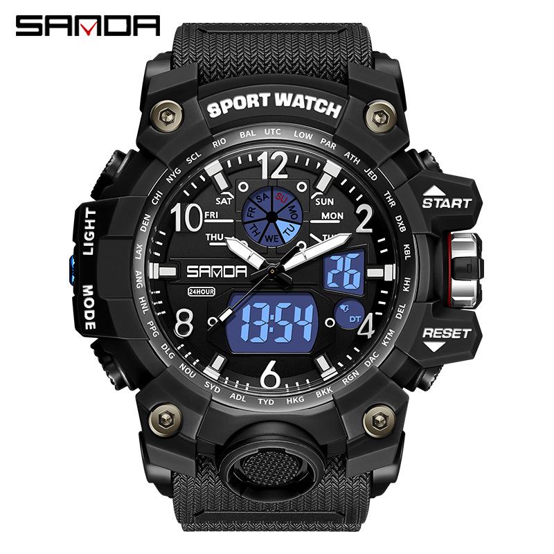 Sanda Youth Fashion Luminous Waterproof Shockproof Alarm Men's Watch