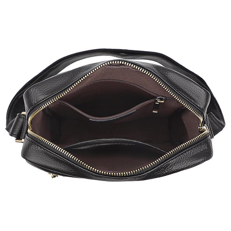 Jiameida Men's Casual Leather Messenger Bag, First Layer Cowhide, 11-Inch iPad Shoulder Bag