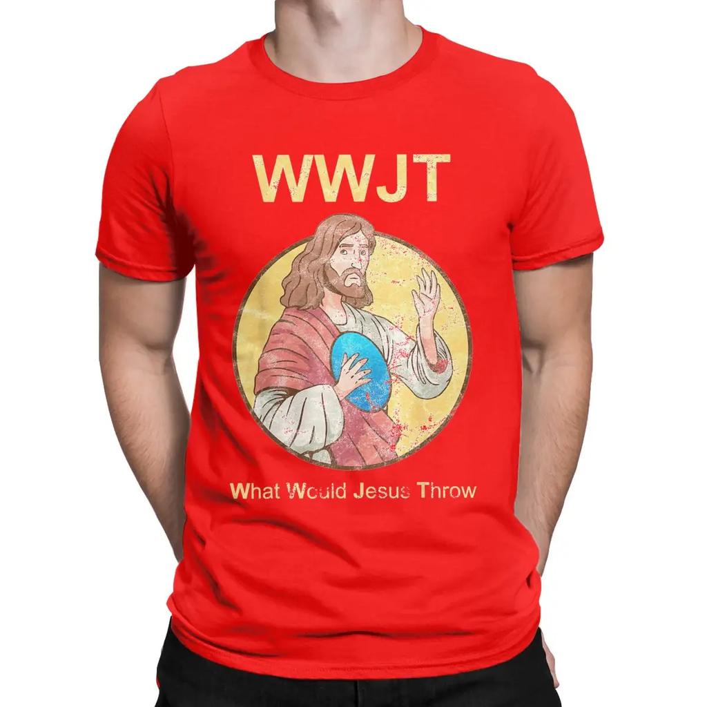 Men's T-Shirts What Would Jesus Throw Golf Disc Humerus Golfer Pure Cotton Tee Shirt Short Sleeve T Shirts Crew Neck Clothes