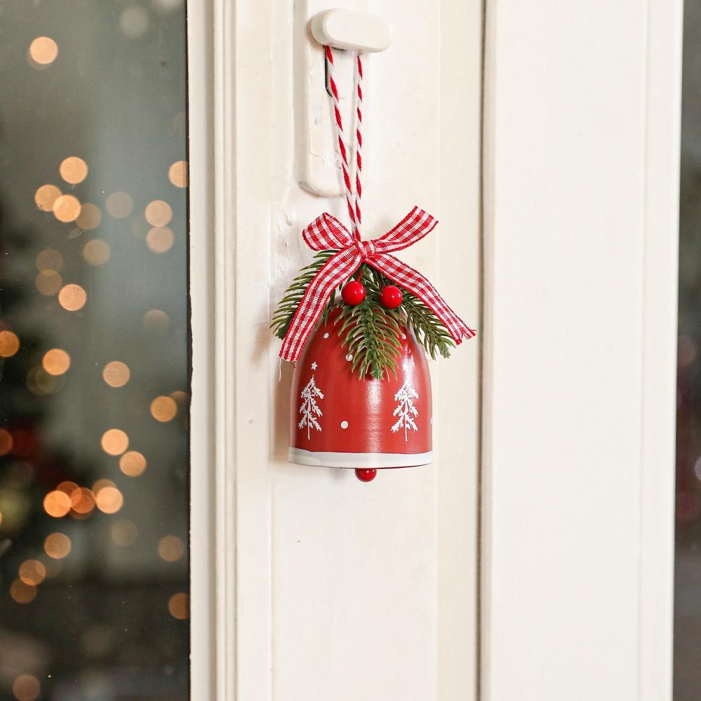 Holiday Wrought Iron Bell Bow Wind Chime Ornament for Tree Wall Door Hanging Decoration with Strong Metal Build
