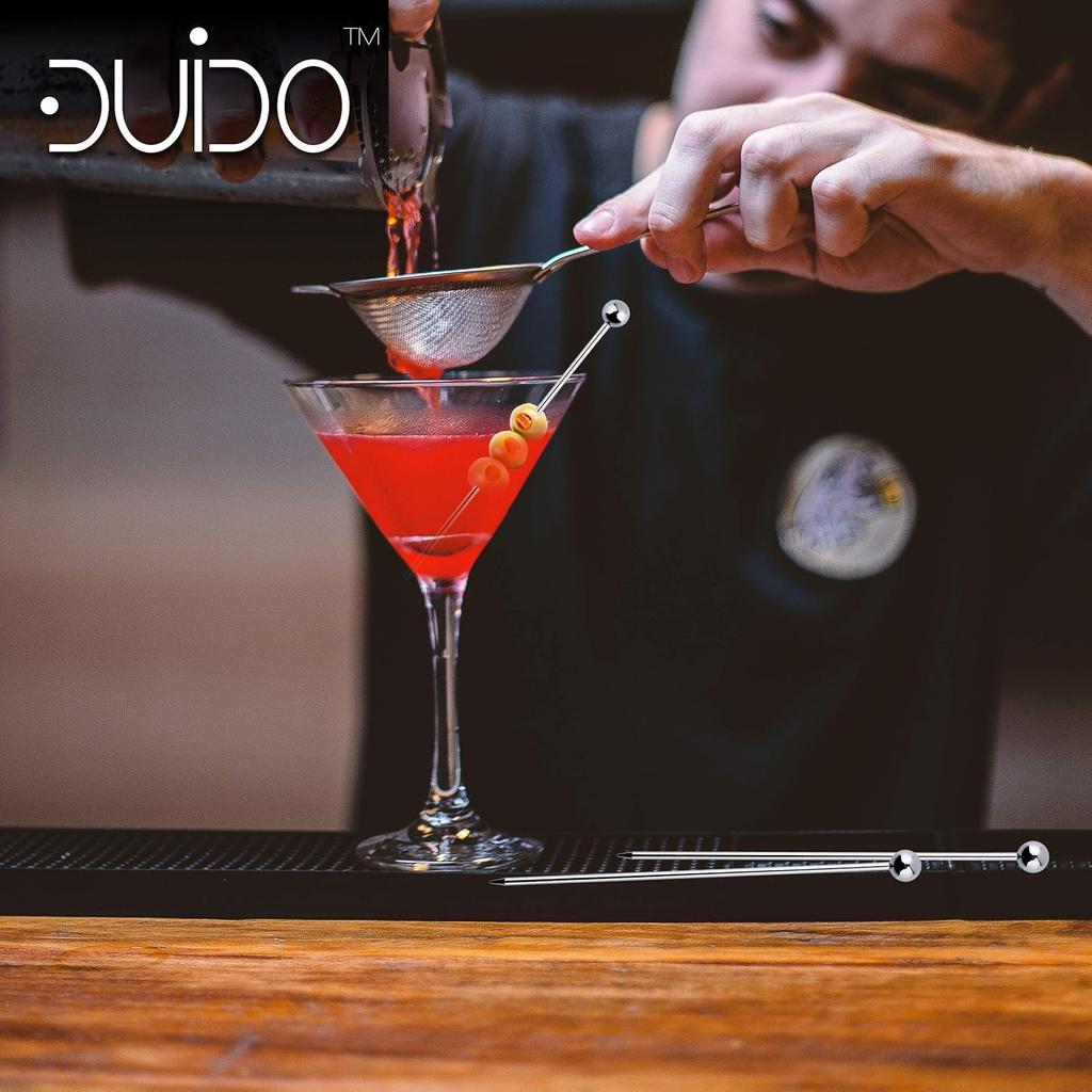 Cocktail Martini Picks and Stirrers Toothpicks – (12 Pack / 4 & 8 Inch) Reble Cocktail Picks - Stainless Steel Metal Drink Skewers Sticks for