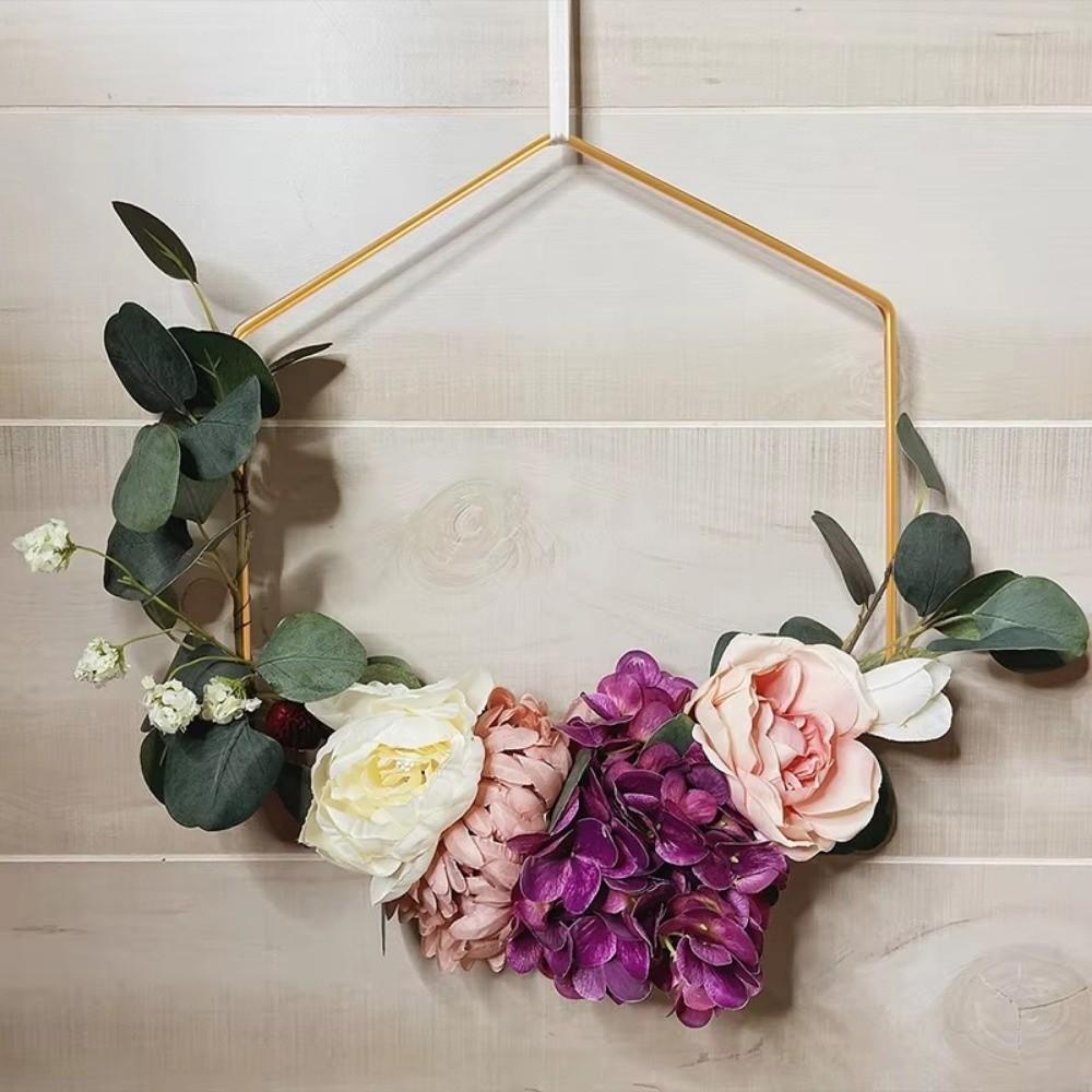 Moon Shape Floral Garland Wooden Base Metal Hoop Centerpiece Wedding Flower Garland Wedding Decor