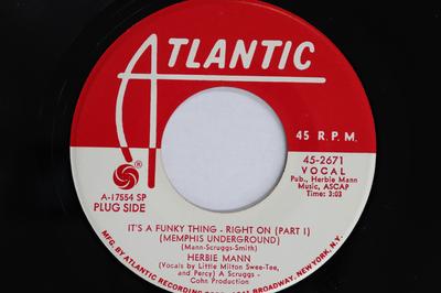 7inch Record HERBIE MANN - It's A Funky Thing - Right On Memph 452671PROMO ATLANTIC 1969 US Soul/Funk Used