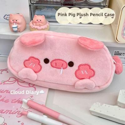 Kawaii Plush Little Pig Pencil Case Large-Capacity Stationery Pouch School Supplies