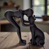3D Printed Minimalist Woman Petting Cat Figurine Black White Love Statue Modern Art Sculpture for Desk Shelf Home Decor Creative Gift for Couples