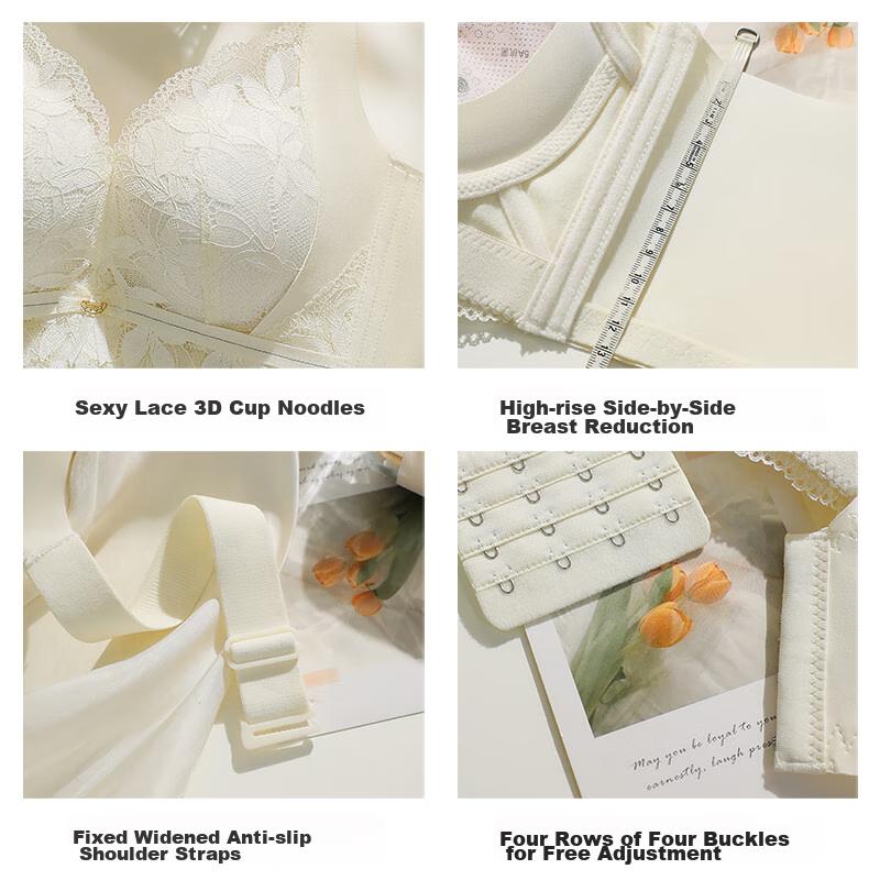 MIIOW Women's Bra, Push-Up for Small Breasts, Sexy Lace Bra, Lift And Prevent Sagging, Wireless, Enhancing Bra, Green, Size 36AB