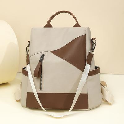 Damen Rucksack mit Kontrastfarbe Diebstahlsicherer Reise Rucksack