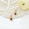 Burgundy Heart Rhinestone Earrings, S925 Sterling Silver, Gold-Plated Studs – Fashionable Luxury Women's Jewelry