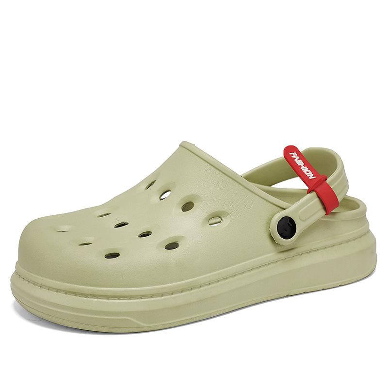 Solid Color Hole Shoes Men'S Non-Slip Bag Head Stepping On Shit Sandals Men'S Home Wear Dual-Purpose Beach Shoes