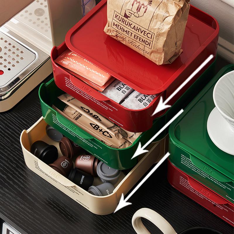 1pc Desktop Storage Drawer Tea Table Stackable Storage Box Coffee Capsule Organizer Box Cosmetics Organizer Plastic Mini Drawer