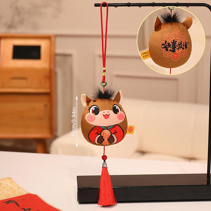 Plush Horse Keychain Zodiac Horse Plush Pendant With Tassel Soft Lucky Pony Figurine Home Decoration For Chinese  Year