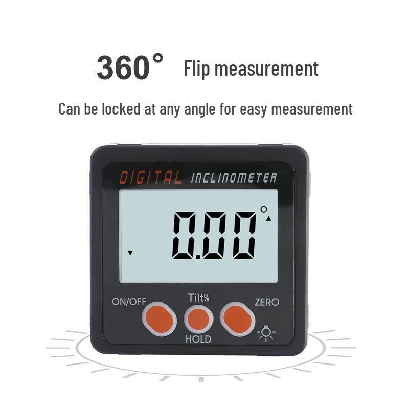 IP54 Digital Inclinometer: 4x90° Angle Finder with Backlight & Strong Magnetic Base
