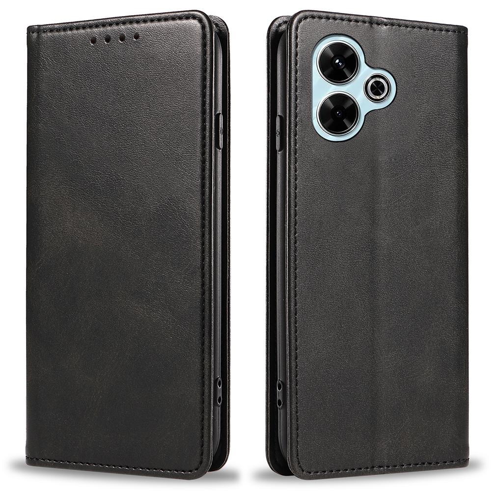 

Чехол для Xiaomi Poco M6 Plus 5G/Redmi 13 5G/4G/Note 13R 5G Сильный магнитный чехол из ПУ кожи Чехол для телефона Текстура телячьей кожи Black