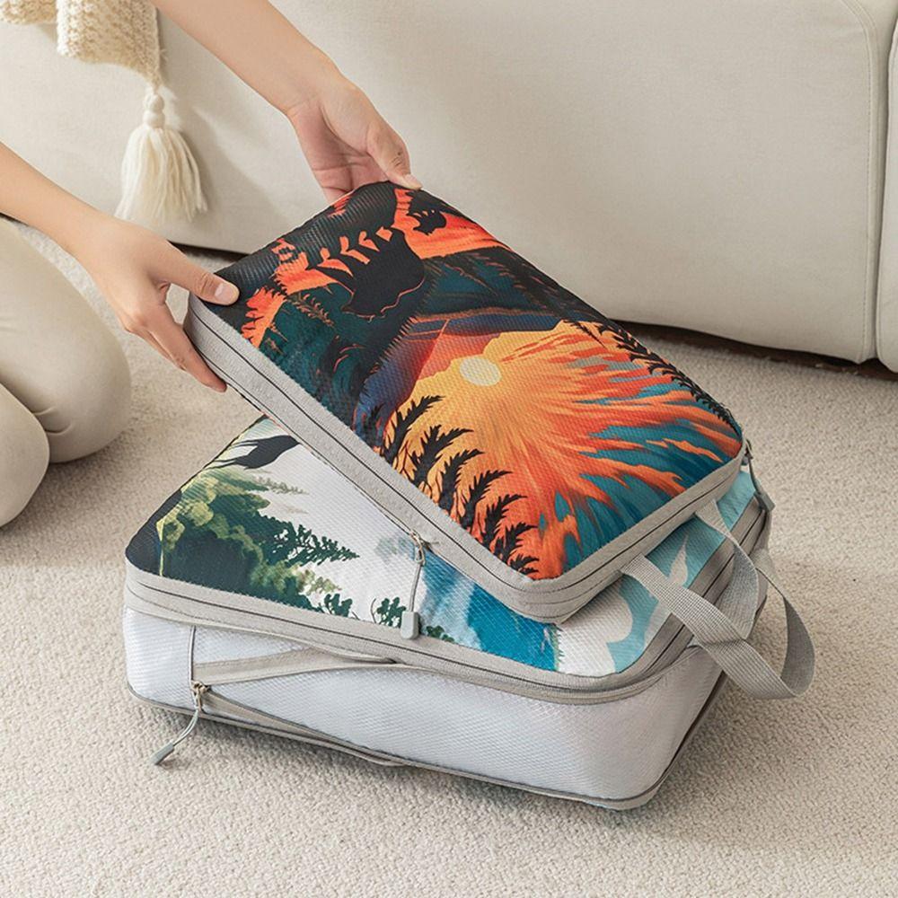 Foldable Travel Storage Bag Large Capacity Compression Packing Cube Printed Travel Organizer  Shoes
