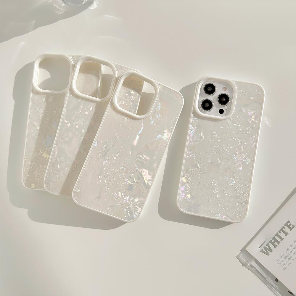 Luxusní tvrdý PC kryt na telefon s mušlovým vzorem pro iPhone 16 15 14 13 12 11 Pro Max Plus Měkký nárazuvzdorný silikonový nárazník Zadní kryt