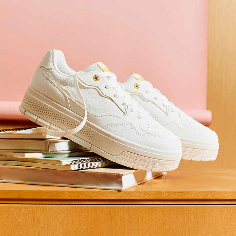 Anta Pantofi de skate versatili simpli din jeleu, antiderapanți, rezistenți la uzură, ușori, cu talpă joasă, sneakeri pentru femei, alb-ivoriu 122538037-4