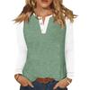 Women's T Shirt Color Block Button Long Sleeve Daily Weekend Fashion Basic V- Neck Regular Top