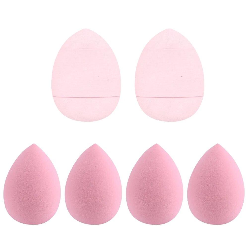 

Набор из 6 спонжей для макияжа, включает 4 мини-спонжа в форме капли и 2 пуховки для пальцев для пудры. розовый