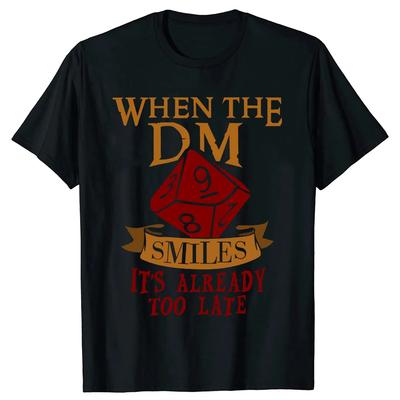 Der Dungeon Master Lächelt DM RPG Gamer Gaming D20 T-Shirt Geschenke Lustig Spiel Geeks Grafik T-Shirt Tops Kurzarm Damen