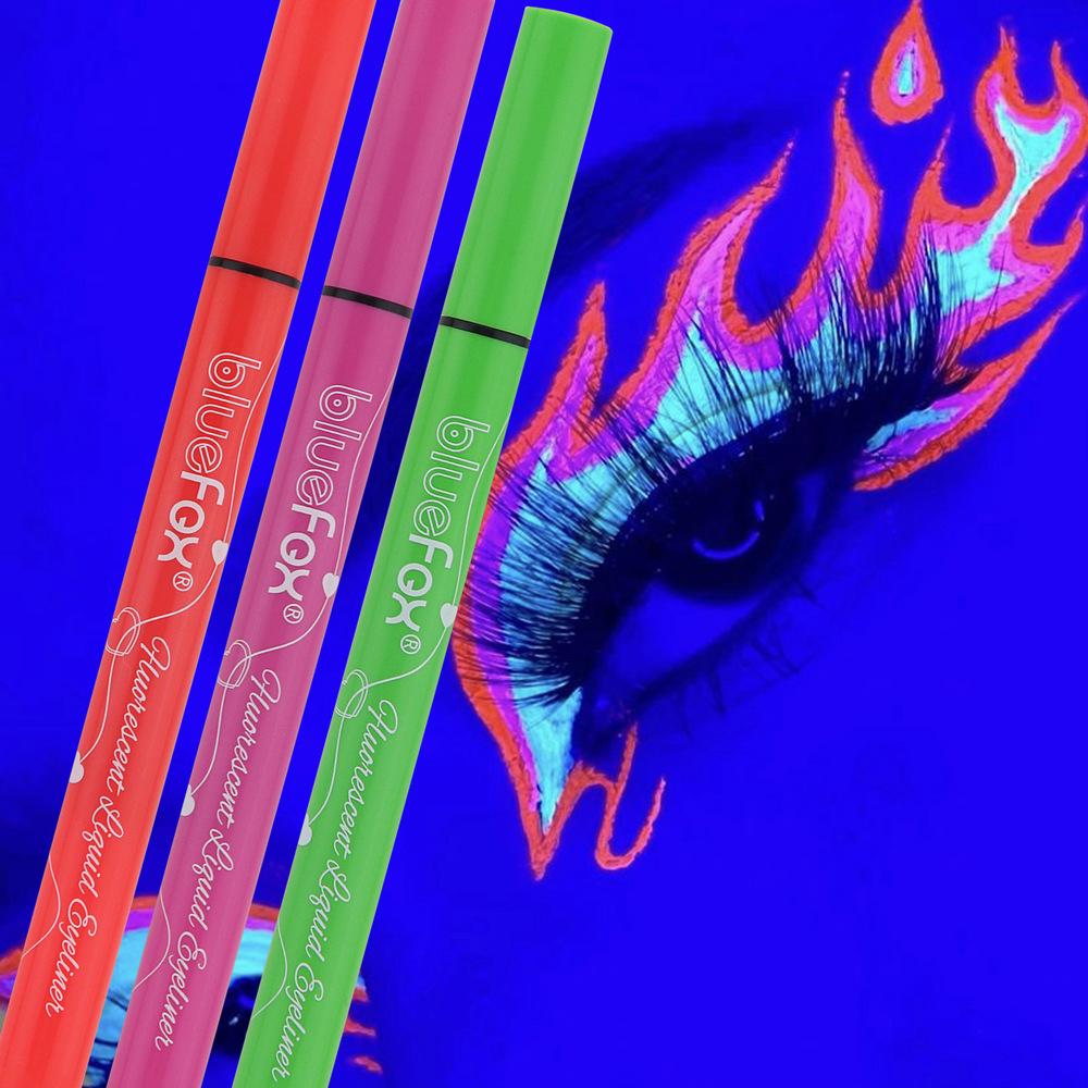6 Stück Neon Fluoreszierender UV Glow Eyeliner, Wasserdichter Langanhaltender Bunter Flüssiger Augen-Eyeliner, Rave Party Halloween Make-up Werkzeuge