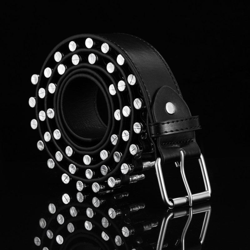 Unisex Punk Rock Style Rivet Bullet PU Leather Belt