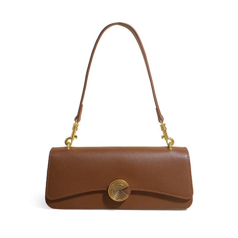 Cowhide Underarm Bag, High-end Portable Baguette Bag, Women's Niche Oblique Span Bag, Genuine Leather Shoulder Women's Bag