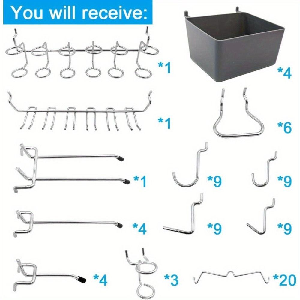 

80Pcs Rust-proof Pegboard Hooks Save Space Metal Panel Hang Grid Wall Display Hooks Retail Shop 80Pcs