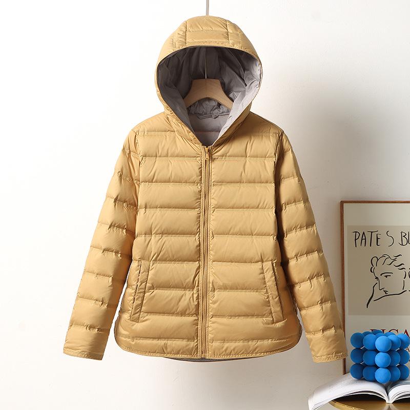 Autumn and winter medium and long light and thin down jackets, women's white duck down, light and warm inside, thin jackets, seamless glue pressing
