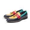 Mocassini Casual da Uomo in Pelle - Design Retro Color Block con Nappine
