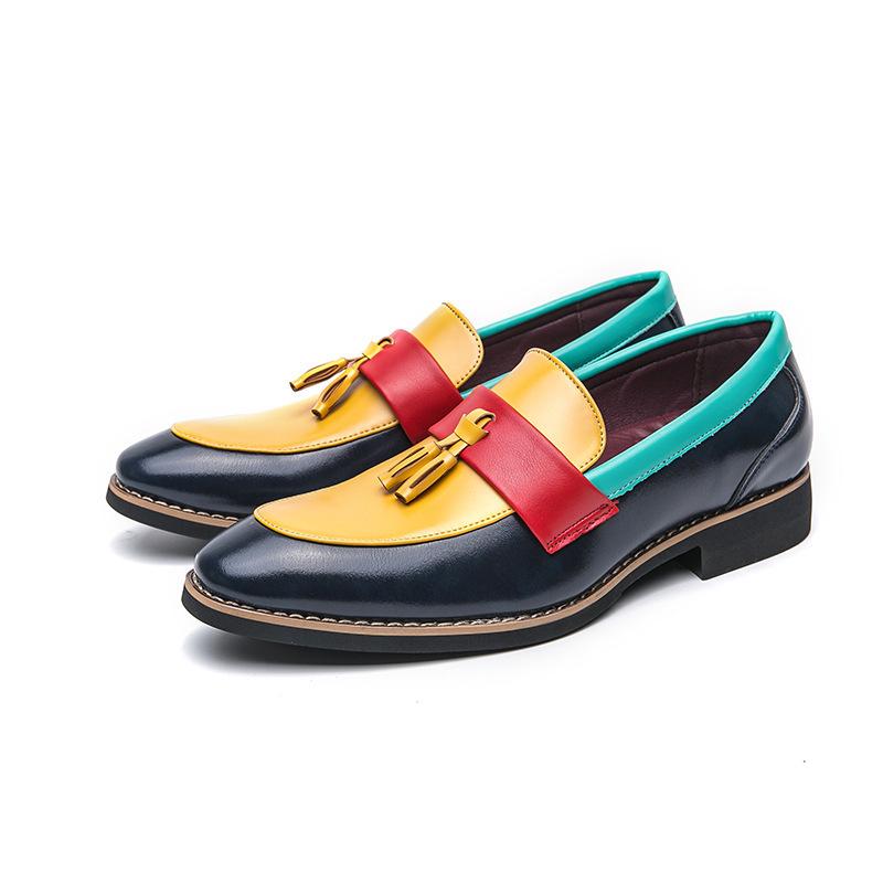 Mocassini Casual da Uomo in Pelle - Design Retro Color Block con Nappine