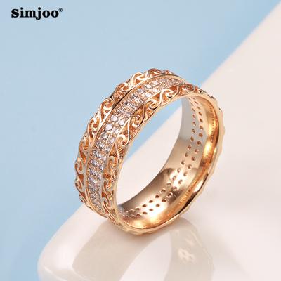 SIMJOO Rose Gold Zircon Ring for Ladies Personality Ring