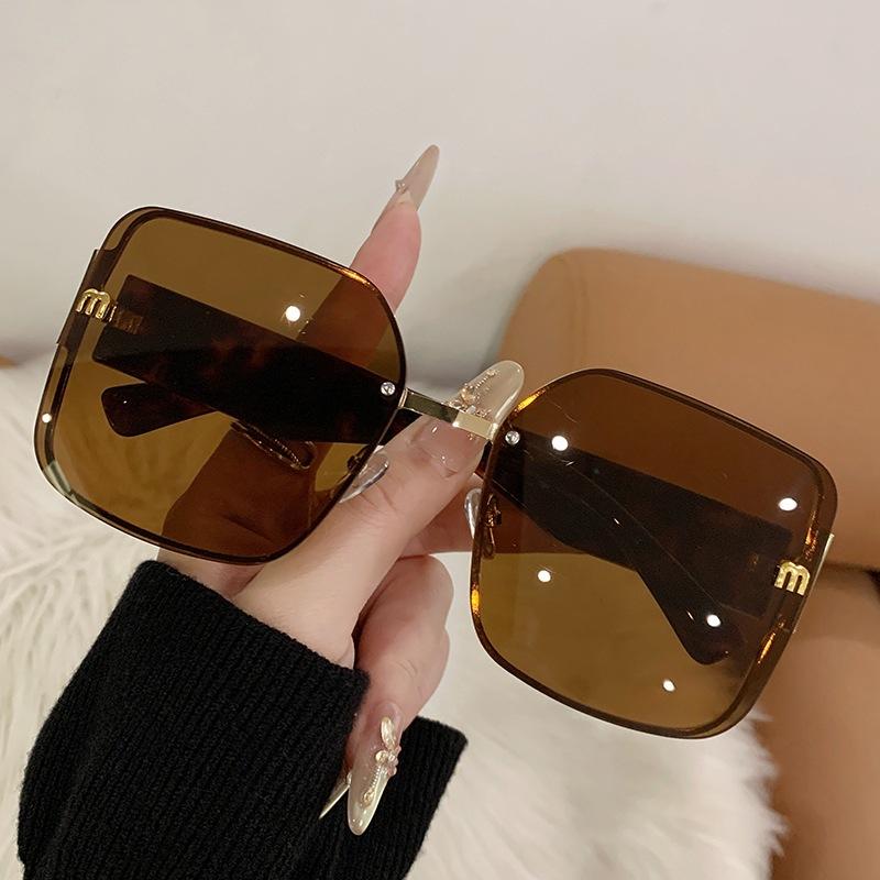 

JYL TS Sunglasses UV Frameless Letter M Large Frame/90316 B-1586 північна техас зелений колір