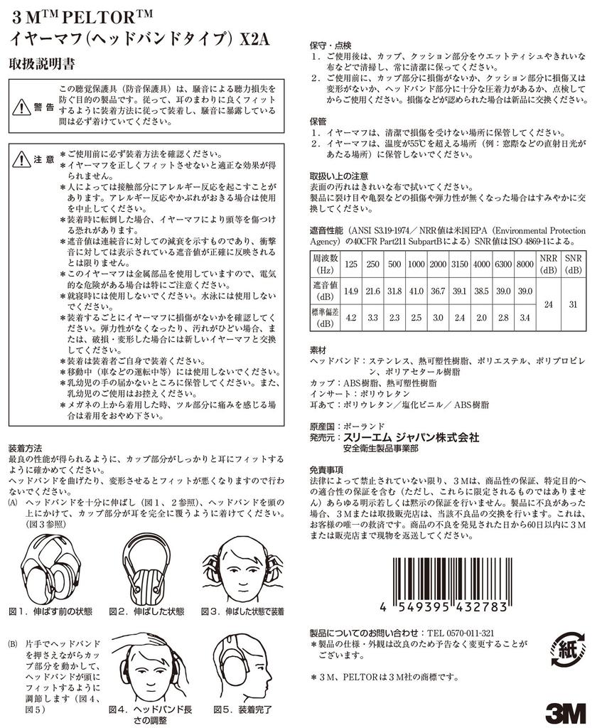 3M PELTOR X2A Earmuffs