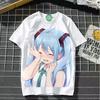 TXHatsune Miku Co-branded Animation 2D Short-sleeved T-shirt Cartoon Comic Printing Student Ladies Short-sleeved Clothes New Style