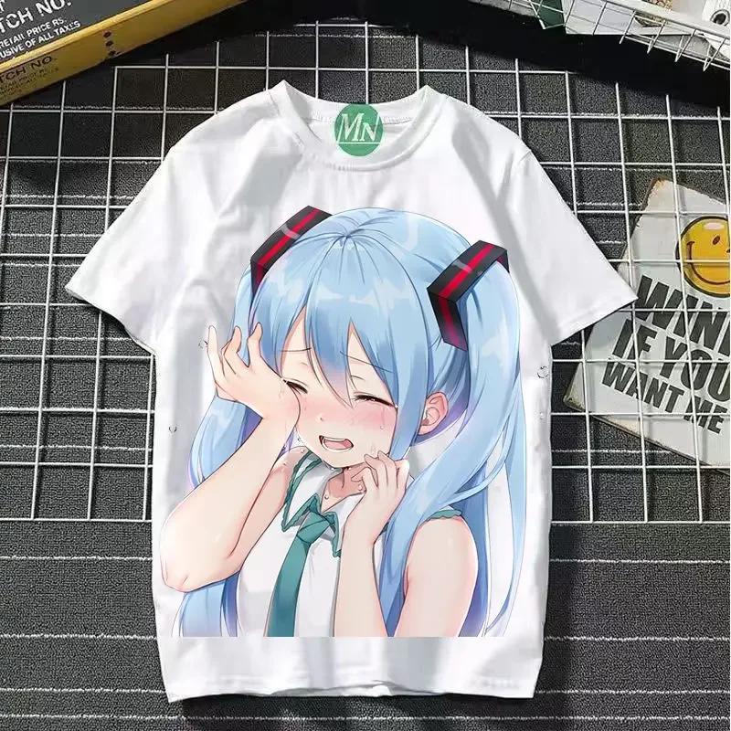TXHatsune Miku Co-branded Animation 2D Short-sleeved T-shirt Cartoon Comic Printing Student Ladies Short-sleeved Clothes New Style