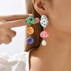 New Fashion Asymmetry Long Pendant Candy Color Resin Inlay Drill Geometry Earrings for Women Holiday Party Charm Zircon Gift