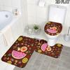 3pcs Anpanman Pattern Flannel Nonslip Absorbent Washable Decorative Bathroom Home Toilet Seat Cover Mat