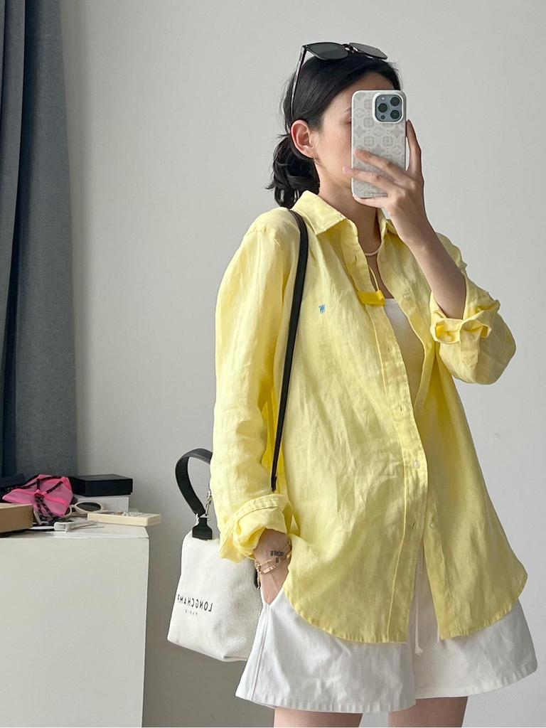 RL Ralph Lauren Small Pony Logo Linen Sun Protection Long Sleeve Polo Shirt - Men's & Women's Spring/Autumn Collection.