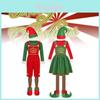 Fantasia de Elfo de Natal Confortável e Elegante para Crianças em Cores Festivas Vermelho e Verde